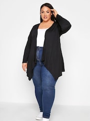 Yours Curve Black Waterfall Cardigan - Image 4 of 8