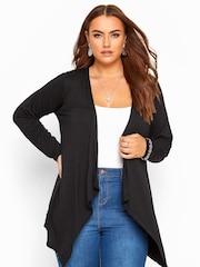 Yours Curve Black Waterfall Cardigan - Image 5 of 8