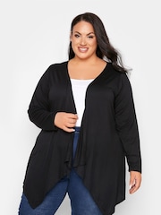 Yours Curve Black Waterfall Cardigan - Image 7 of 8