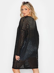 Yours Curve Black Midi Crochet Cardigan - Image 2 of 5