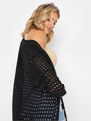 Yours Curve Black Midi Crochet Cardigan - Image 3 of 5