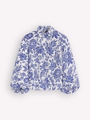 Boden Blue Puff Sleeve Linen Shirt - Image 7 of 7