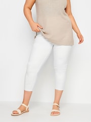 Yours Curve White Cropped Jenny Stretch Jeggings - Image 1 of 6