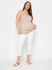 Yours Curve White Cropped Jenny Stretch Jeggings - Image 3 of 6