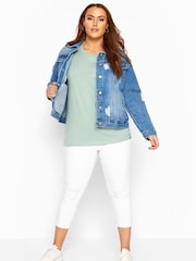 Yours Curve White Cropped Jenny Stretch Jeggings - Image 5 of 6
