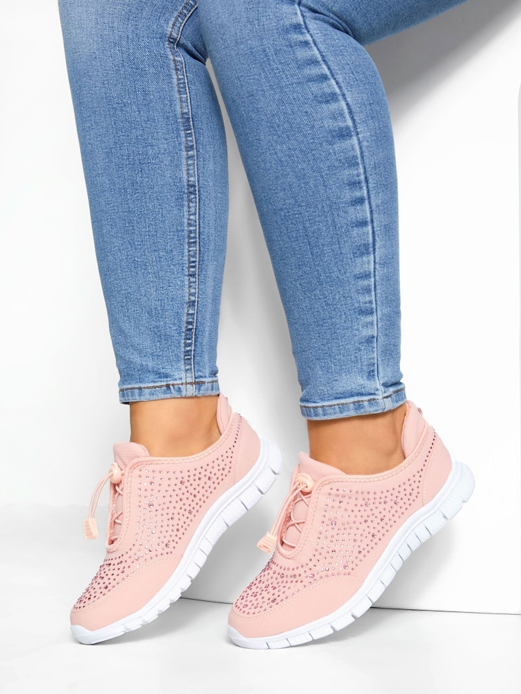 Pink - Yours Curve Titania Turnschuhe mit Schmucksteinen in extraweiter Passform - Bild 1 von 5 Pink - Yours Curve Titania Turnschuhe mit Schmucksteinen in extraweiter Passform - Bild 1 von 5