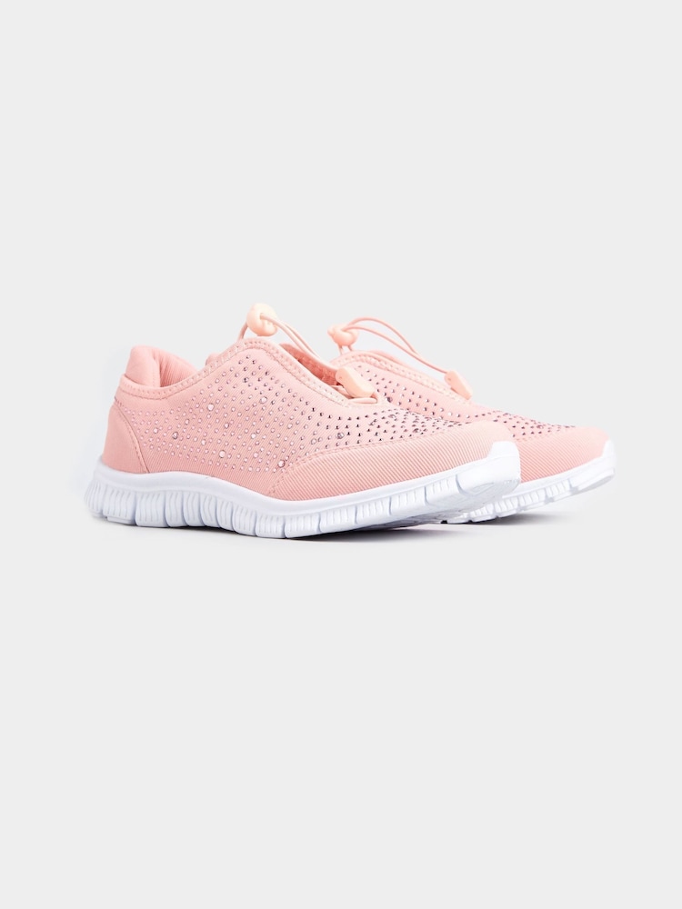 Pink - Yours Curve Titania Turnschuhe mit Schmucksteinen in extraweiter Passform - Bild 2 von 5 Pink - Yours Curve Titania Turnschuhe mit Schmucksteinen in extraweiter Passform - Bild 2 von 5