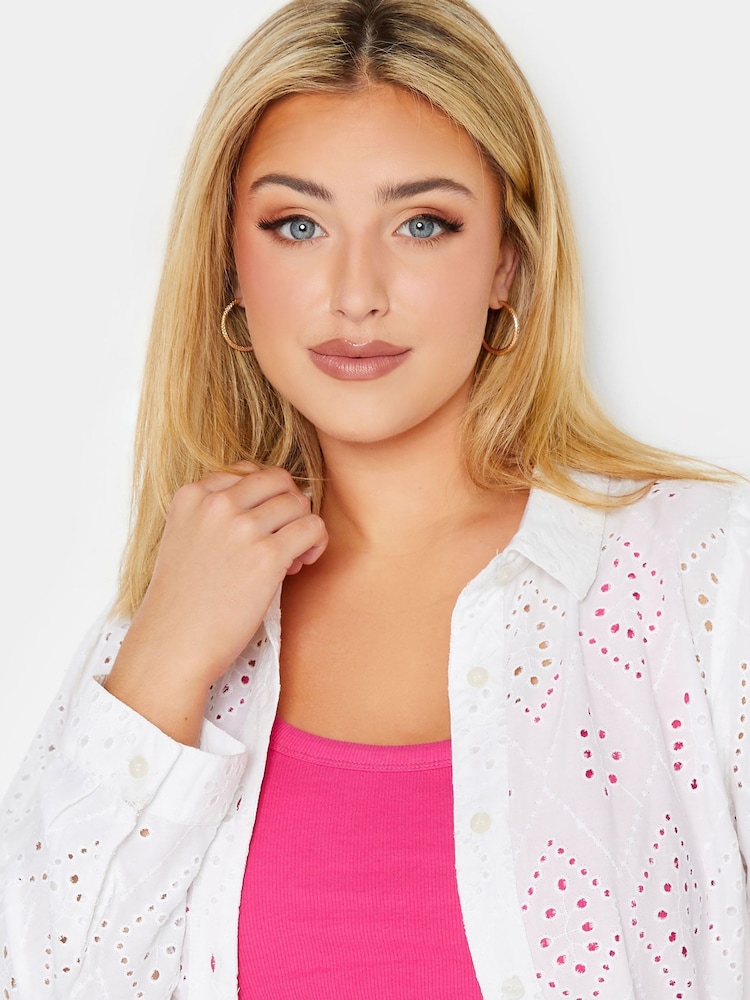 Yours Curve White Broderie Shirt - Image 4 of 4