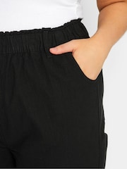 Yours Curve Black Cool 100% Cotton Wide Leg Trousers - Image 3 of 5