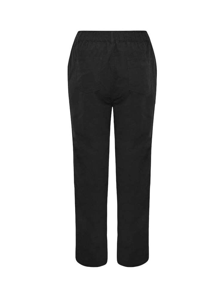 Yours Curve Black Cool 100% Cotton Wide Leg Trousers - Image 5 of 5