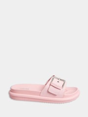 Yours Curve Pink Wide Fit Colour Drench Buckle Mules - Image 2 of 5