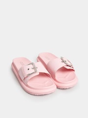 Yours Curve Pink Wide Fit Colour Drench Buckle Mules - Image 3 of 5