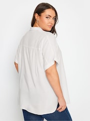 Yours Curve White 100% Cotton Chambray Shirt - Image 2 of 4
