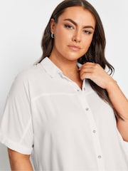 Yours Curve White 100% Cotton Chambray Shirt - Image 3 of 4