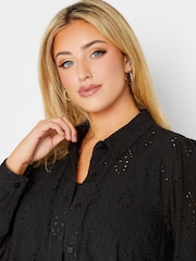 Yours Curve Black Broderie Shirt - Image 4 of 4