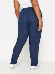 Yours Curve Blue Linen Viscose Joggers - Image 2 of 5