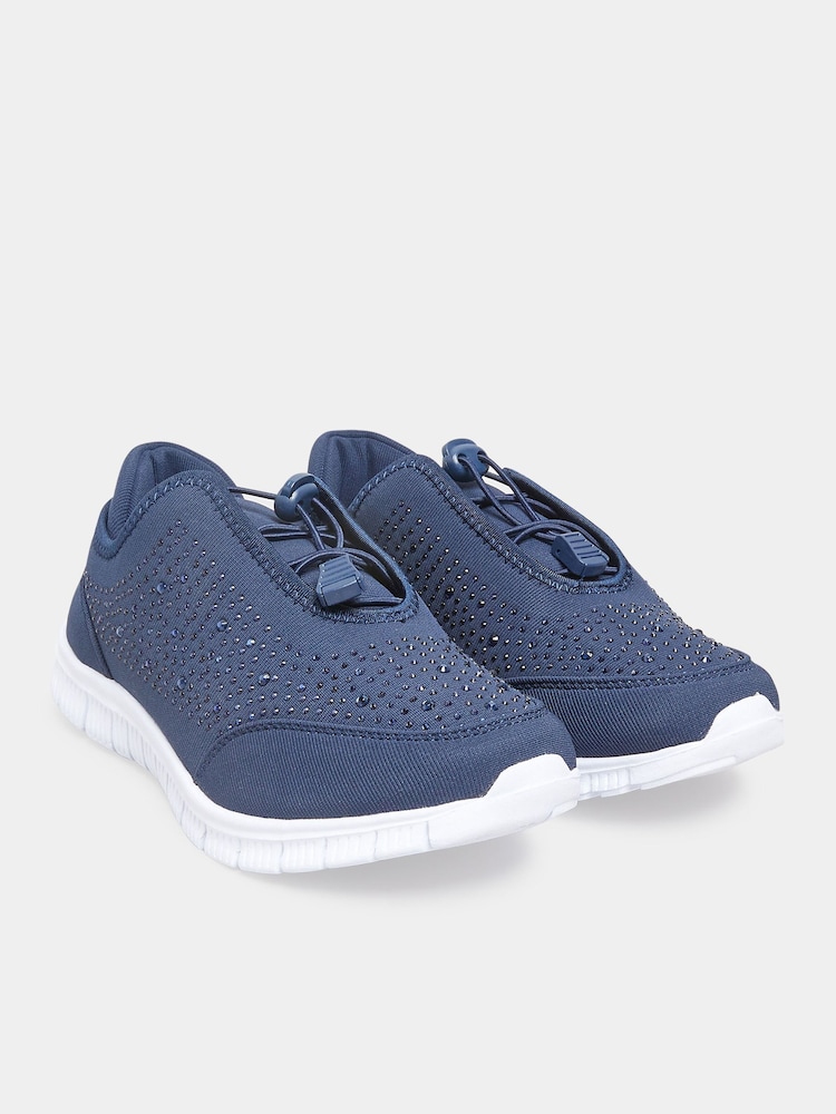 Yours Curve Blue Extra Wide Fit Titania Gem Trainers - Image 3 of 4