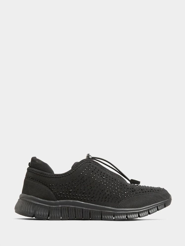 Yours Curve Black Wide Fit Titania Gem Trainers - Image 2 of 9
