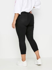 Negru - Yours Curve Decupat/Trei sferturi Jenny Mulați/Elastici Jeggings - Image 6 of 7