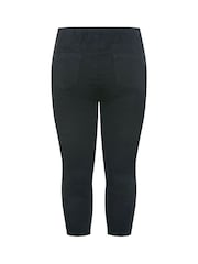 Negru - Yours Curve Decupat/Trei sferturi Jenny Mulați/Elastici Jeggings - Image 7 of 7