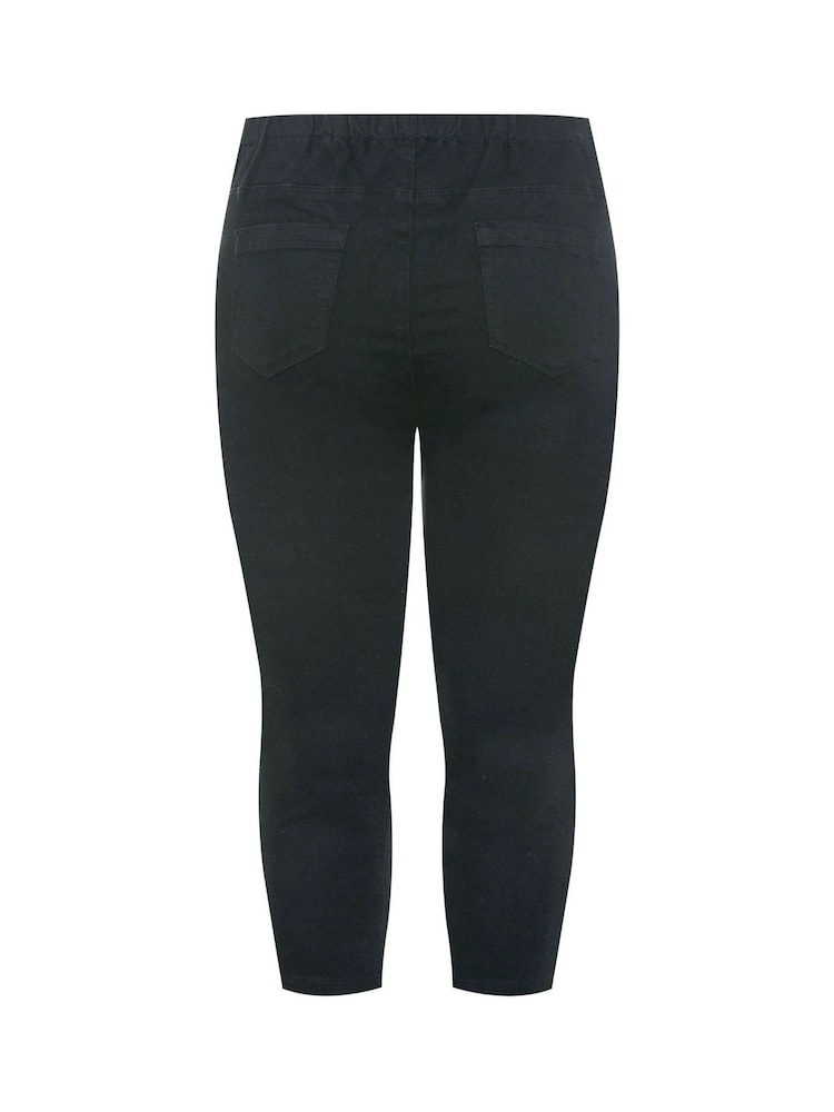 Negru - Yours Curve Decupat/Trei sferturi Jenny Mulați/Elastici Jeggings - Image 7 of 7