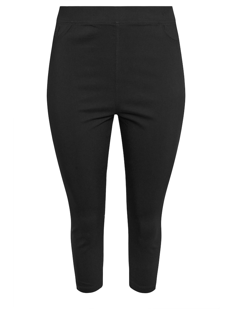 Yours Curve Black Bengaline Cropped Stetch Pull-Ons Trousers - Image 5 of 5