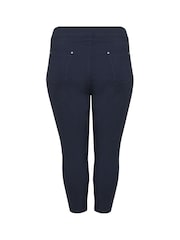 Yours Curve Blue Bengaline Cropped Stetch Pull-Ons Trousers - Image 4 of 5