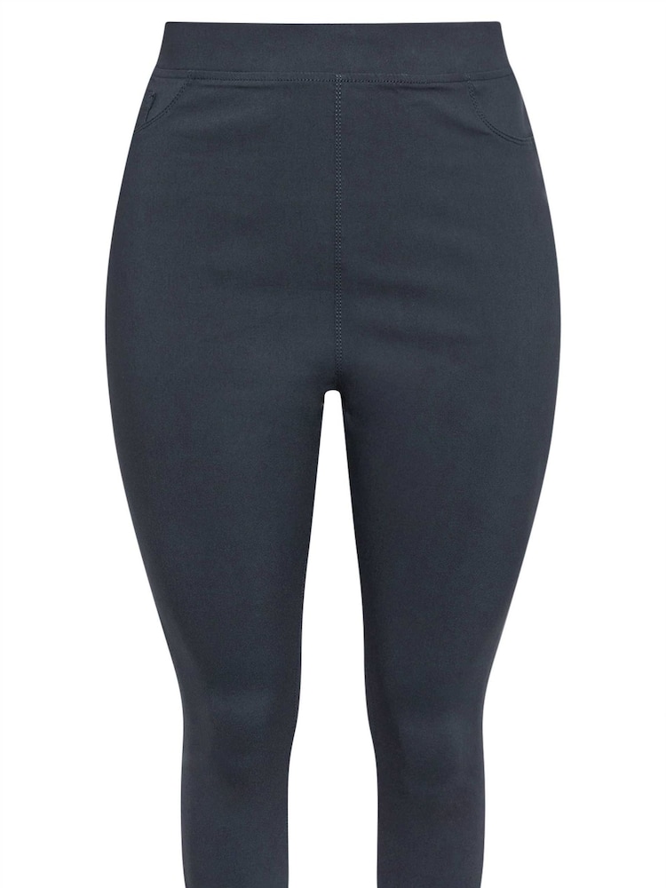 Yours Curve Blue Bengaline Cropped Stetch Pull-Ons Trousers - Image 5 of 5