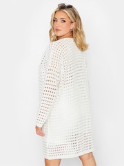 Yours Curve Cream Midi Crochet Cardigan - Image 2 of 5