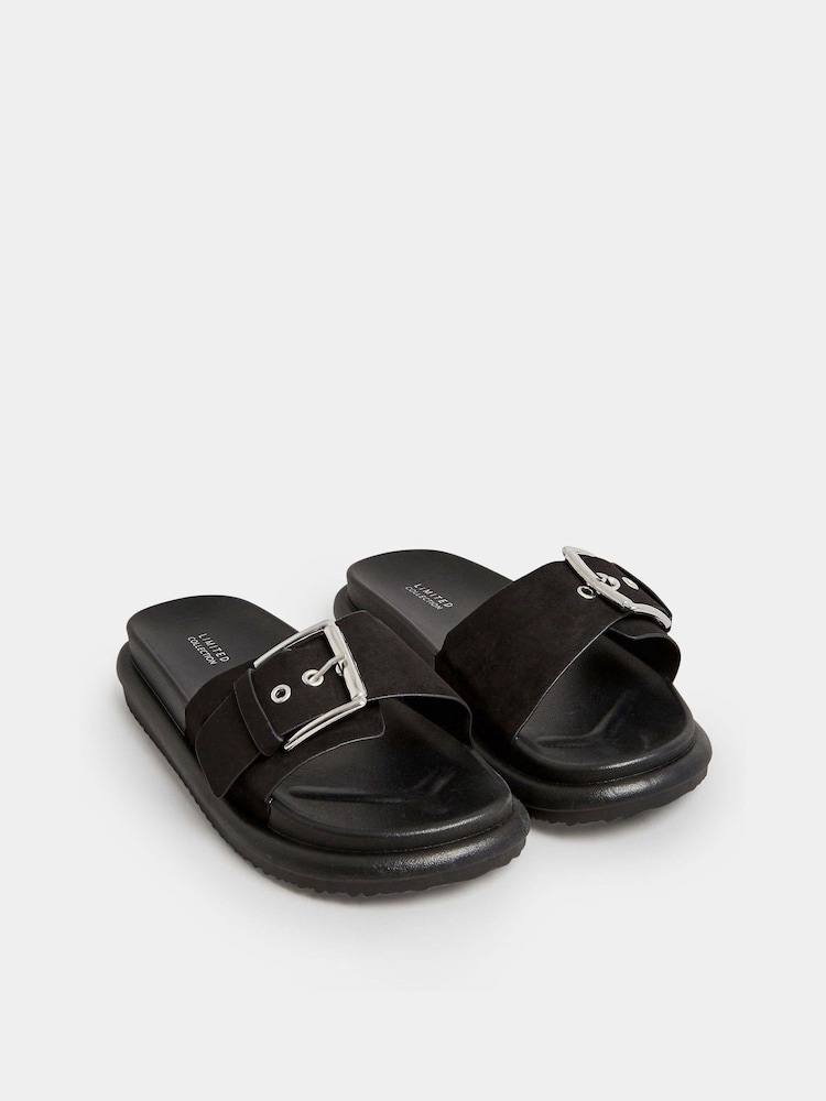 Yours Curve Black Wide Fit Colour Drench Buckle Mules - Image 3 of 5