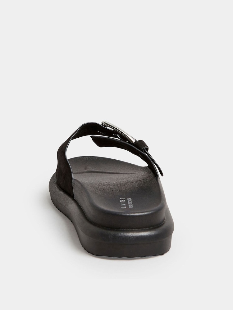 Yours Curve Black Wide Fit Colour Drench Buckle Mules - Image 4 of 5