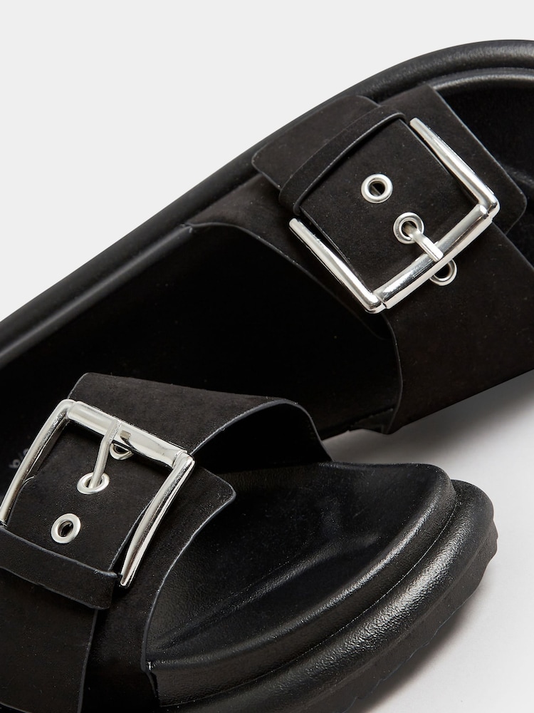Yours Curve Black Wide Fit Colour Drench Buckle Mules - Image 5 of 5