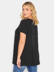 Yours Curve Black Ribbed T-Shirt - Image 3 of 4