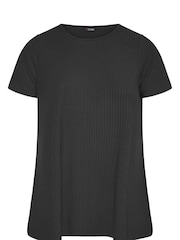 Yours Curve Black Ribbed T-Shirt - Image 4 of 4