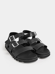 Yours Curve Black Wide Fit Lala Buckle Footbed Sandals - Image 3 of 5