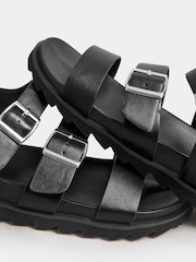 Yours Curve Black Wide Fit Lala Buckle Footbed Sandals - Image 4 of 5