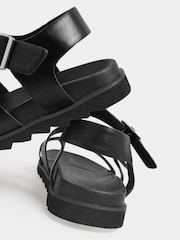 Yours Curve Black Wide Fit Lala Buckle Footbed Sandals - Image 5 of 5