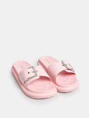 Yours Curve Pink Extra Wide Fit Colour Drench Buckle Mules - Image 3 of 5