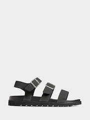 Yours Curve Black Extra Wide Fit Lala Buckle Footbed Sandals - Image 2 of 5