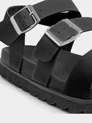 Yours Curve Black Extra Wide Fit Lala Buckle Footbed Sandals - Image 5 of 5