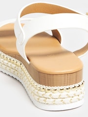 Yours Curve White Brown Extra Wide Fit Wide Fit Diamante Flower Sandals - Image 4 of 6
