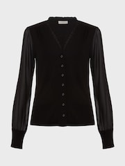 Hobbs Black Frill Neck Talisa Top - Image 4 of 4