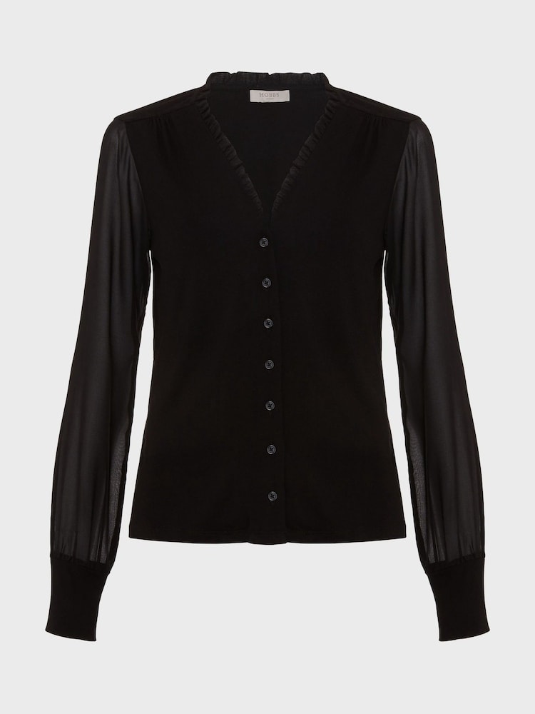 Hobbs Black Frill Neck Talisa Top - Image 4 of 4