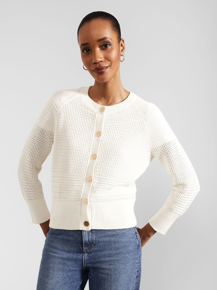 Hobbs Cream 100% Cotton Florentina Cardigan - Image 1 of 4