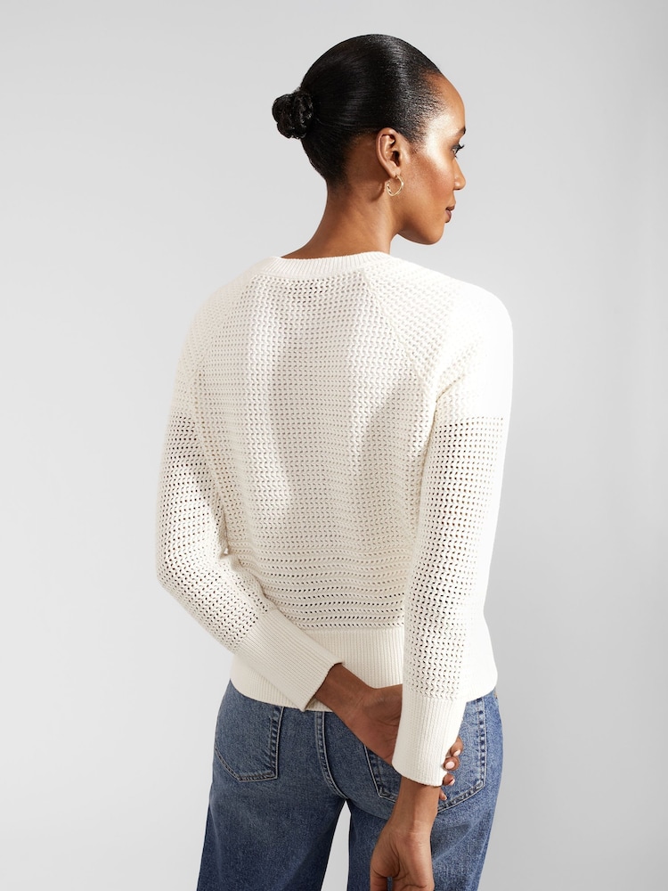 Hobbs Cream 100% Cotton Florentina Cardigan - Image 2 of 4