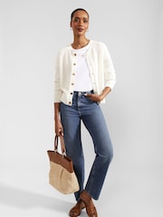Hobbs Cream 100% Cotton Florentina Cardigan - Image 3 of 4