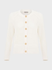 Hobbs Cream 100% Cotton Florentina Cardigan - Image 4 of 4