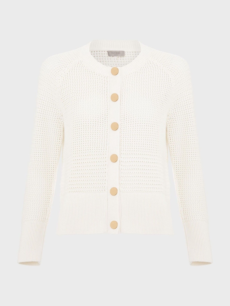 Hobbs Cream 100% Cotton Florentina Cardigan - Image 4 of 4