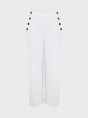 Hobbs White Petite Petite Simone Crop Trousers - Image 4 of 4