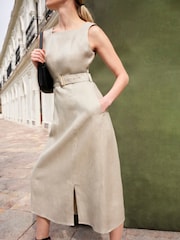 Hobbs Brown Roberta Linen Dress - Image 2 of 6